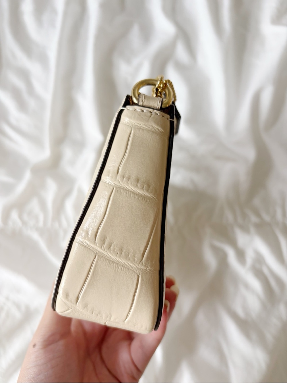 COACH Nolita 20 Croc Embossed Beige Leather Wristlet Pouch - Picture 6 of 15